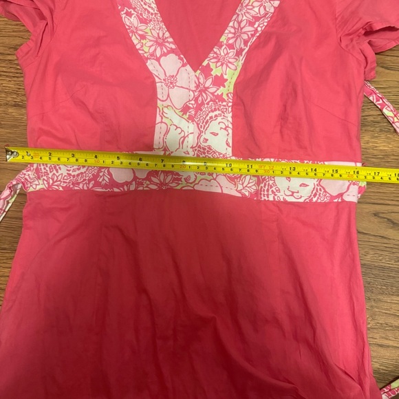 Lilly Pulitzer white label medium vintage Pink Floral Trim V-Neck Dress - Picture 11 of 16